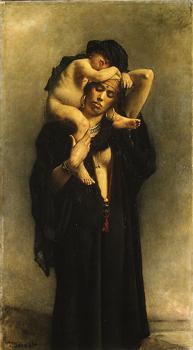 Leon Bonnat : An Egyptian Peasant Woman and Her Child